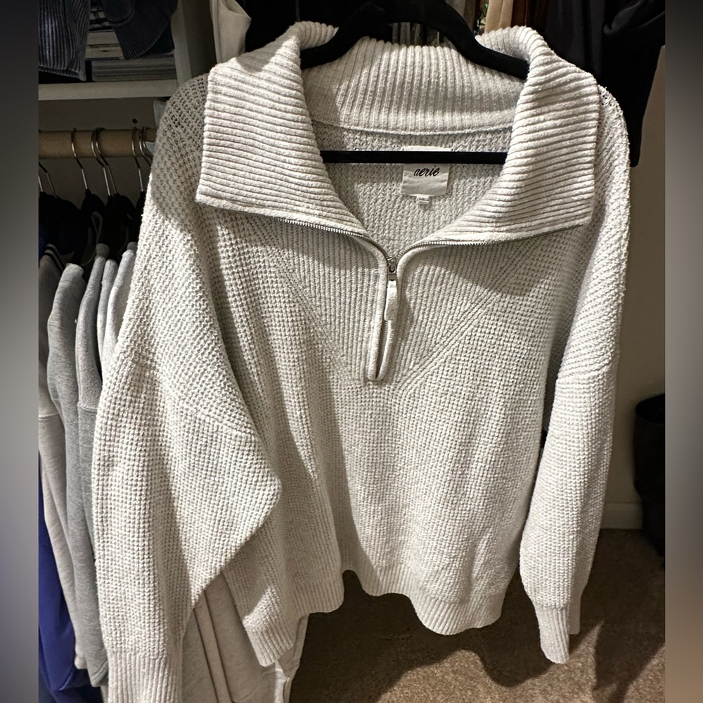 Aerie Cream Cowl Neck Sweater with Chunky Knit